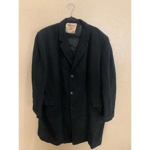 Tibetian Botany 500 Black Vintage Men's 100% Pure Cashmere Trench Coat. XXL..